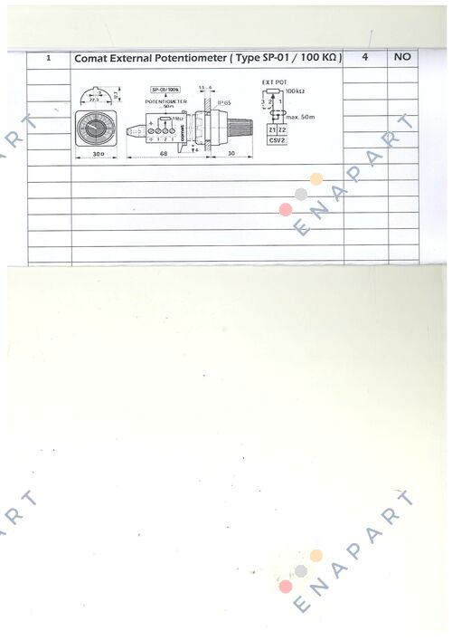 SP-01/100K Potentiomètre à distance