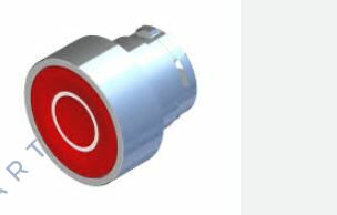 ECX1106 Bouton-poussoir rouge, corps métallique, trou de montage Ø22 mm, protection IP65