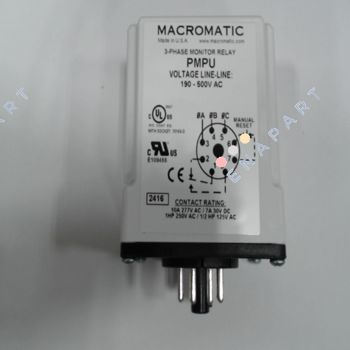 193599301 Moniteur de phase à relais Daikin McQuay 193599301 109-500 VAC 10 A/277 V, 7 A/30 V, SPDT 8 broches