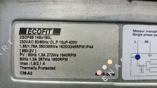 2GDF65 146x180L C39-A2 ventilateur centrifuge