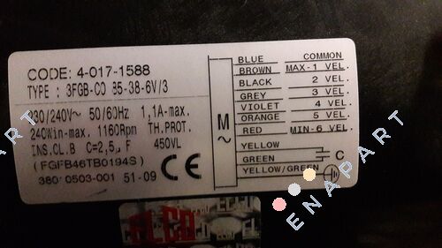 GMV 3FGB.CO.85.38.6V/3 FGFB46TB0194S SETEM011.01 *40171588* Moteur de ventilateur