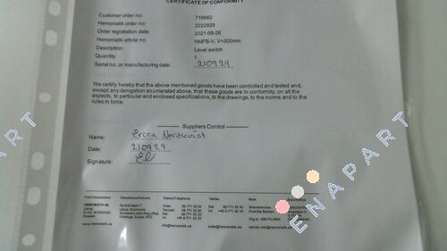 CERTIFICATE OF CONFORMITY  Document de certification