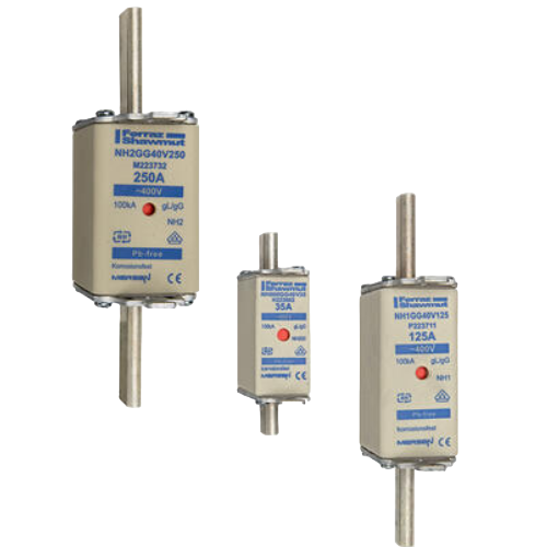 NH fuse-links gG 400VAC , double indicator/live gripping-lugs size 000, 00, 1, 2, 3