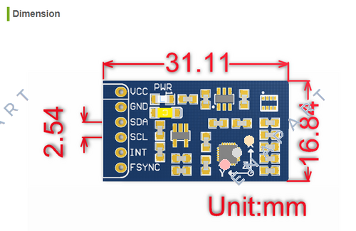 12476 / MPU9250 Capteur IMU 10 DOF, faible consommation