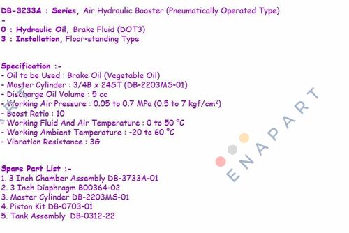 DB-3233A-03 AMPLIFICATEUR HYDRAULIQUE PNEUMATIQUE